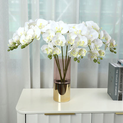 Realistic 3D Printed 7-Head Phalaenopsis Orchid Artificial Flowers – Stunning Home and Living Room Decor with Elegant Potted Arrangement