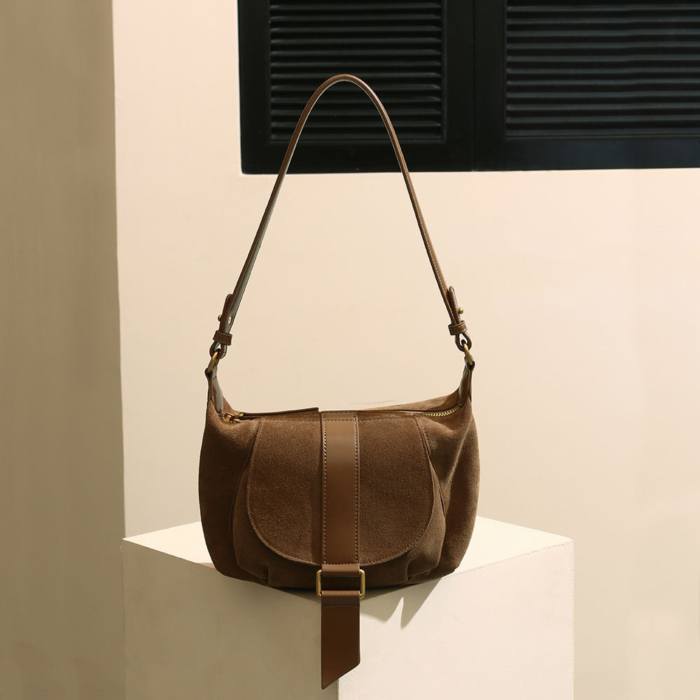 Luxury High Gloss Suede Leather Women's Bag Spacious and Sophisticated Shoulder and Crossbody Tote for Everyday Elegance