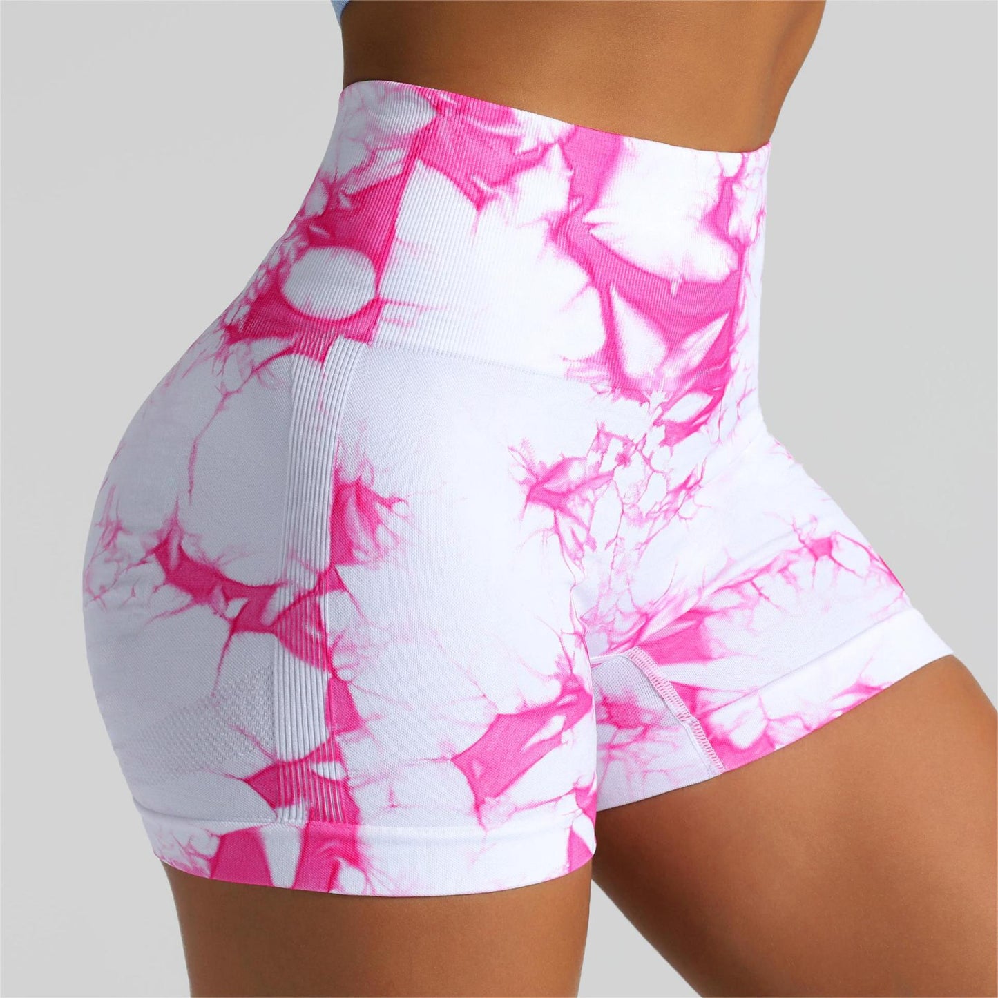 Seamless Tie Dye High Waisted Fitness Shorts for Women Enhancing Tummy Control Peach Yoga Workout Shorts