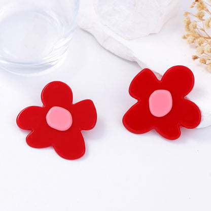 Charming Minimalist Acrylic Cartoon Flower Earrings – Versatile and Cute Accessories for Everyday Wear and Commuting