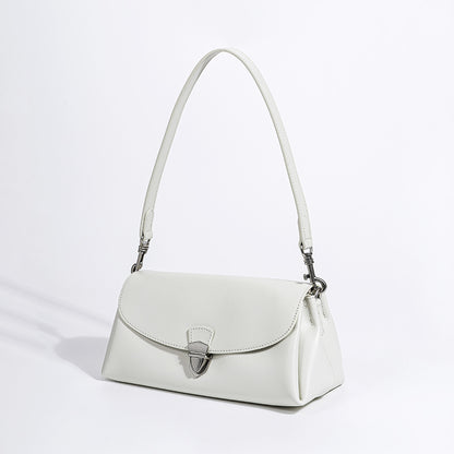 Chic Korean Aesthetic Baguette Bag Commuter Shoulder Crossbody Bag in Genuine Leather for Women for Day to Night Elegance