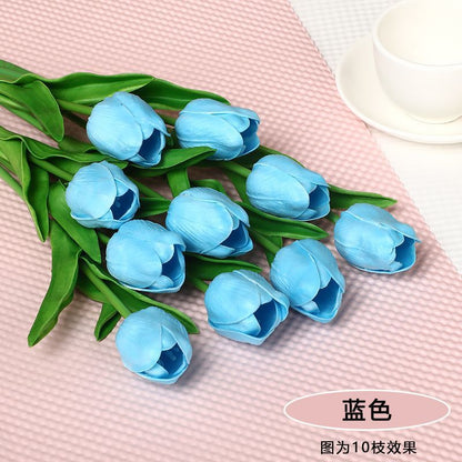 Realistic PU Tulip Artificial Flower Bouquet - Perfect Photo Prop and Elegant Home Décor for Living Room Floral Arrangements