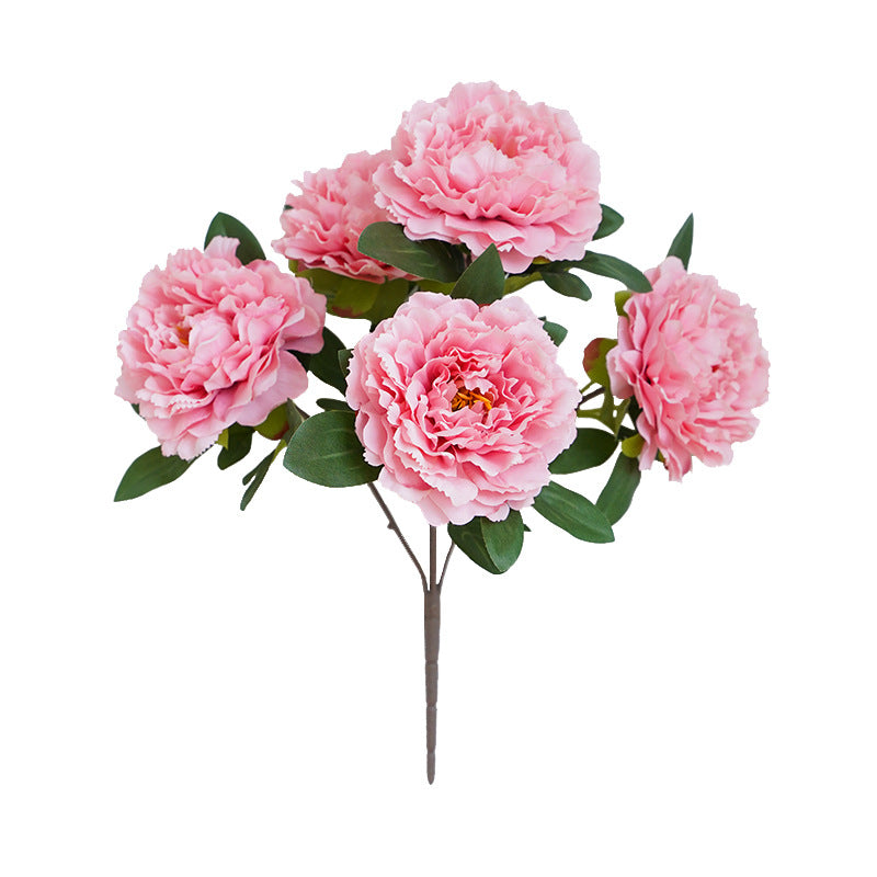 Realistic Artificial Peony Flowers - Elegant 5-Head European-Style Faux Peonies for Hotel Wedding Decorations and Ceremony Floral Arrangements