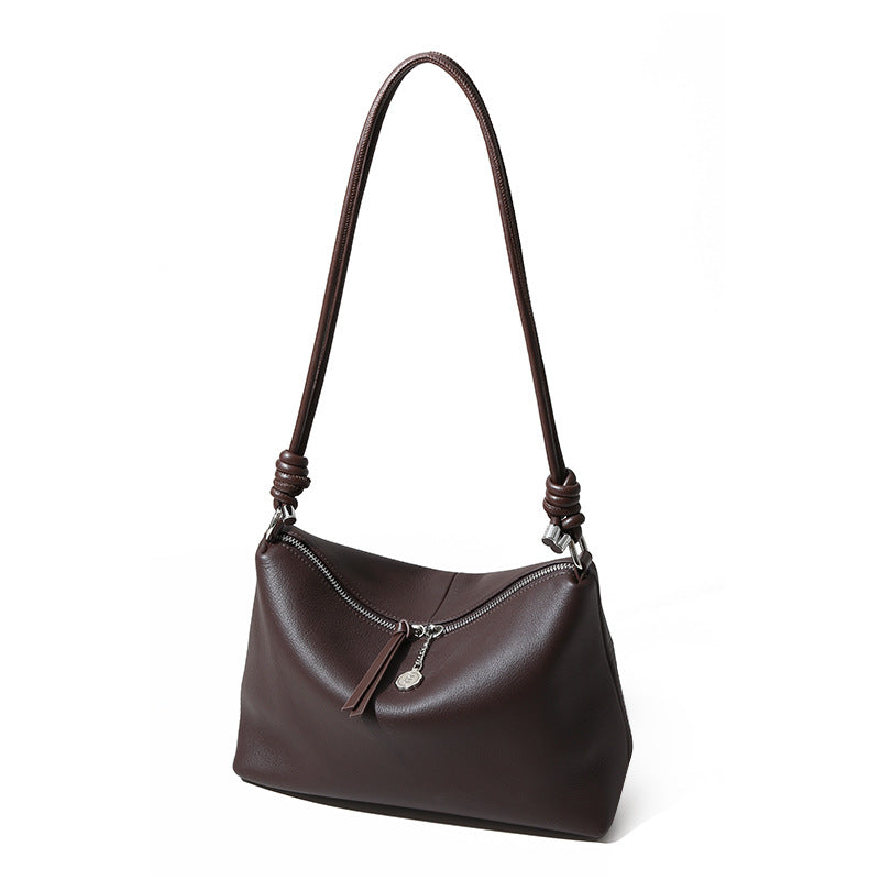 Genuine Leather Drawstring Shoulder Bag for Women Spacious and Crossbody Handbag