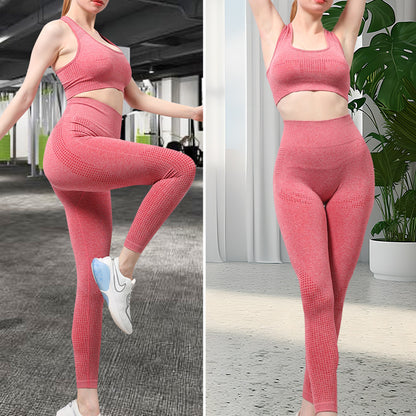 Summer Yoga Set Seamless High Waisted Peach Skin Leggings Bra Breathable and Butt Lifting Workout Outfit for Comfort