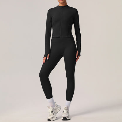 Women's Quick Dry Long Sleeve Yoga Set Outdoor Training Clothes Running Sports Tights Durable Fitness Outfit for Active Lifestyles