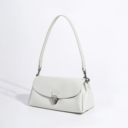 Chic Korean Aesthetic Baguette Bag Commuter Shoulder Crossbody Bag in Genuine Leather for Women for Day to Night Elegance