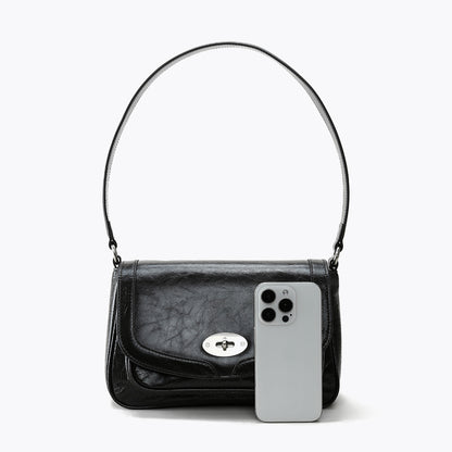 Genuine Leather Women's Bag for Autumn Winter Versatile Double Layer Cowhide Shoulder Bag for Business Casual Commutes