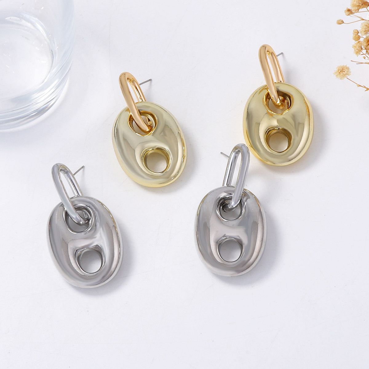 Elegant CCB Pig Nose Pendant Earrings - Chic Luxe Design for Women | Versatile & Unique Trendy Jewelry