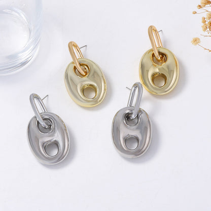 Elegant CCB Pig Nose Pendant Earrings - Chic Luxe Design for Women | Versatile & Unique Trendy Jewelry