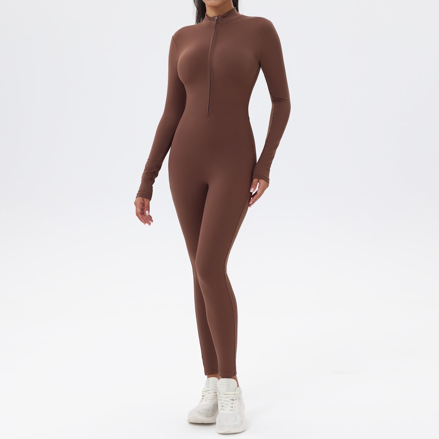 High Performance Zip Up Long Sleeve Yoga Jumpsuit for Intense Fitness and Workout Sessions Comfortable and Stretchable Bodysuit