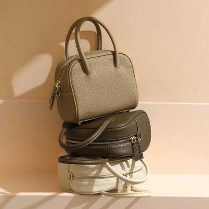 Versatile Women s Crossbody Tote Bag Genuine Leather Chic Commute Essential Compact Square Design Elevate Your Everyday Look