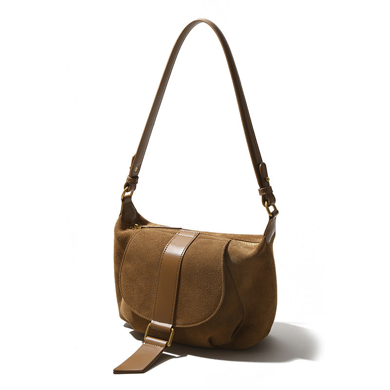 Luxury High Gloss Suede Leather Women's Bag Spacious and Sophisticated Shoulder and Crossbody Tote for Everyday Elegance