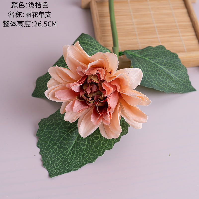 Elegant Faux Rose Single Stem Flower for Home Décor - Perfect Floral Handheld Bouquet for Your Walls - PJ1002