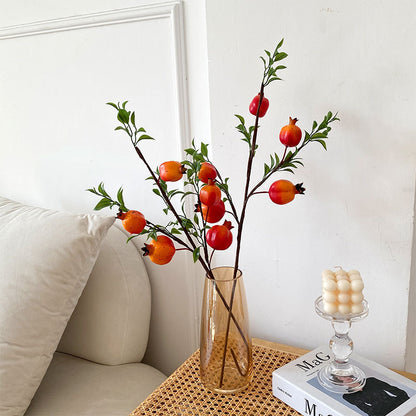 Realistic Faux Pomegranate Stem with 5 Lifeslike Fruits - Perfect for Home Decor, Living Room, and Dining Table Centerpiece