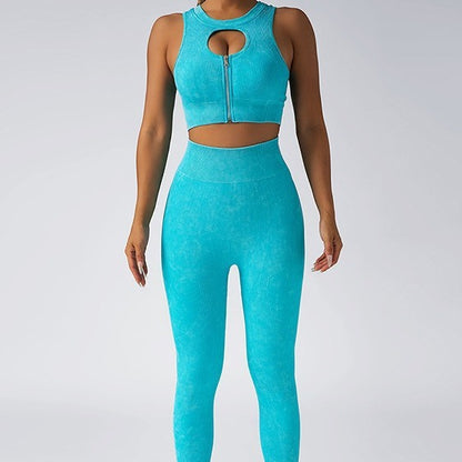 Seamless High Waisted Peachy Yoga Set for Women Zippered Sportswear with Matching Sports Bra Leggings for Comfort and Performance