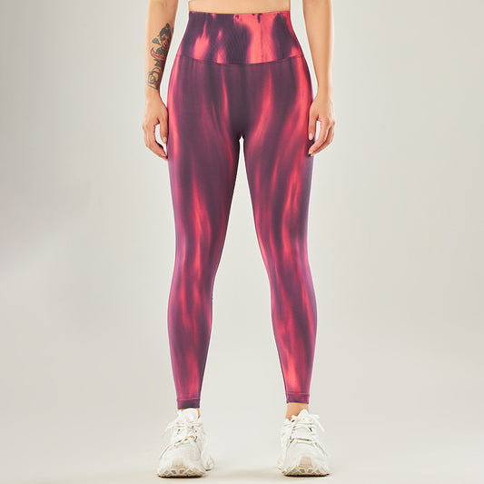 Seamless High Waisted Tie Dye Yoga Pants for Women Peach Butt Lift Leggings for Sports and Everyday Wear