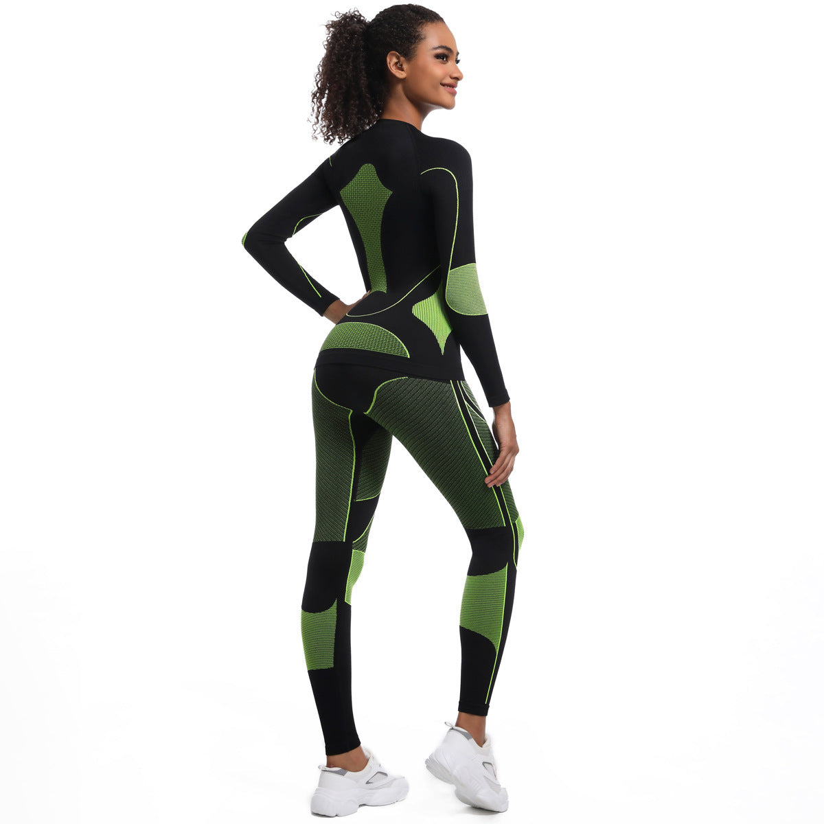 Seamless High Elastic Long Sleeve Ski Suit Body Shaping Set for Women for Running Cycling Yoga and Outdoor Sports