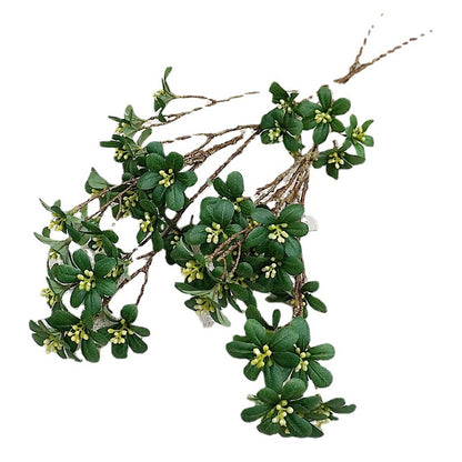 Single-Stem Multi-Branch Sea Olive Leaf Artificial Floral Spray - Realistic Fake Flowers for Home Decoration, Living Room Display, and Wedding Celebrations