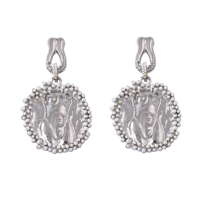 Exaggerated Vintage-Inspired Unique Artistic Exquisite Heavy-Duty Alloy Sculptural 3D Human Figure Earrings for Distinctive Fashion Statements