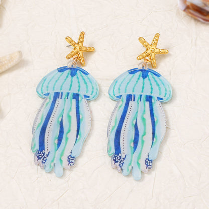Stylish Acrylic Ocean-Inspired Earrings for Women - Unique Minimalist Design, Versatile for Any Outfit
