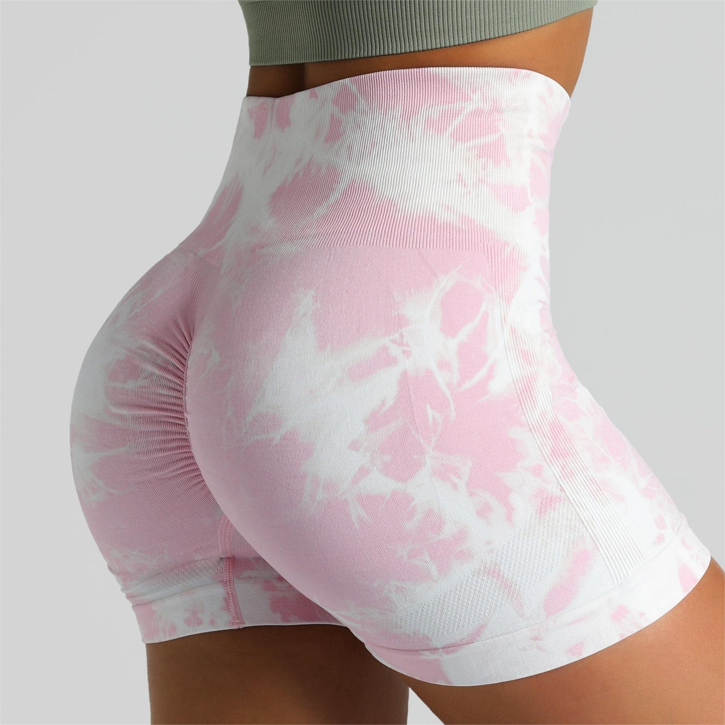 Seamless Tie Dye High Waisted Fitness Shorts for Women Enhancing Tummy Control Peach Yoga Workout Shorts