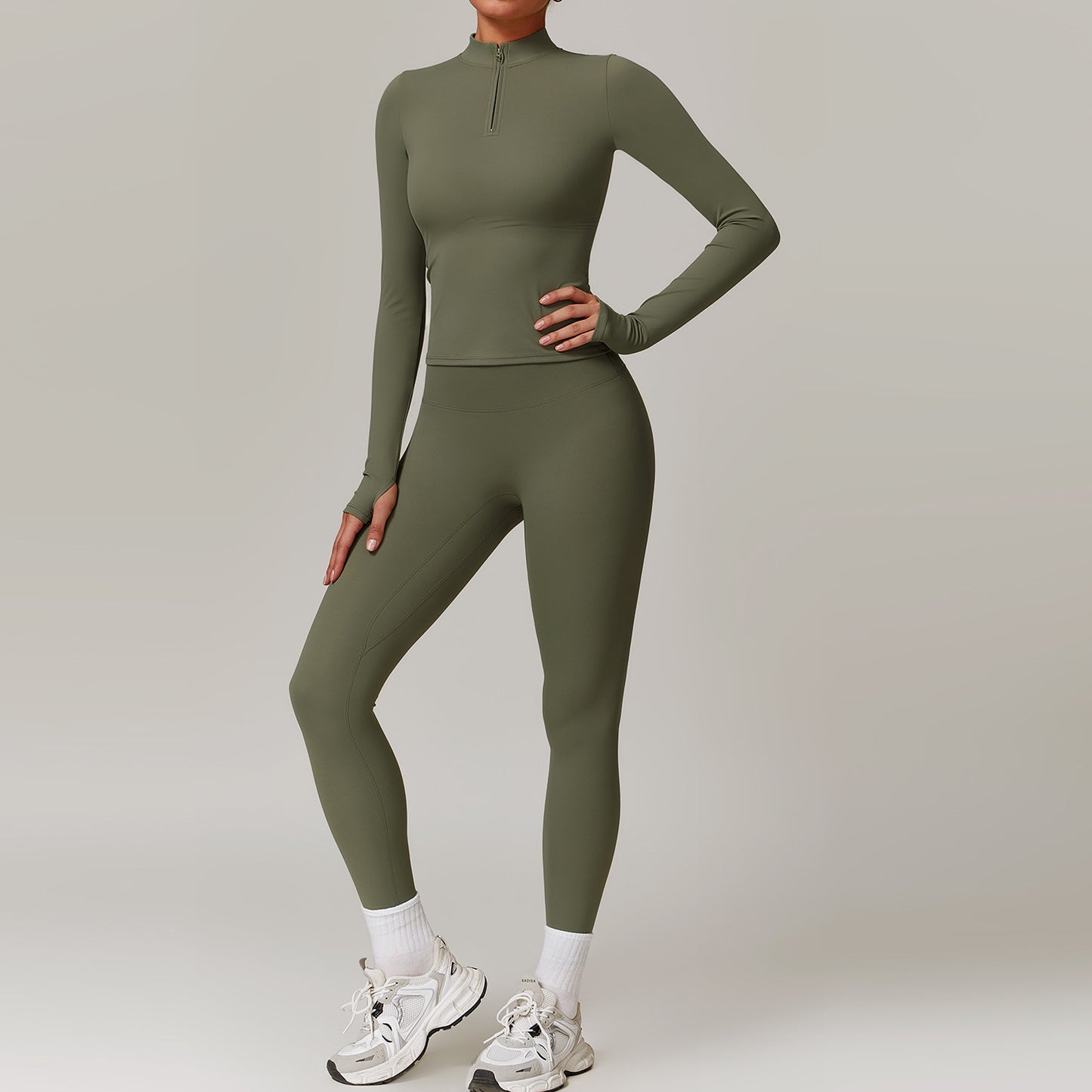 Fall Winter Quick Dry Long Sleeve Yoga Outfit and Training Set for Outdoor Running and Fitness Comfort and Performance Model 8961