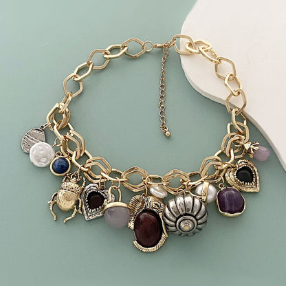 ZA Casual Luxury Vintage-Inspired Fashionable Pendant Chain Necklaces – Versatile and Artistic Jewelry for Women