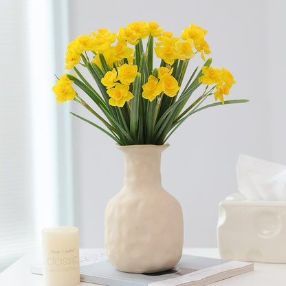 Luxurious Silk Daffodil Faux Flowers - Elegant Nordic Home Décor for Window Display and Soft Furnishings