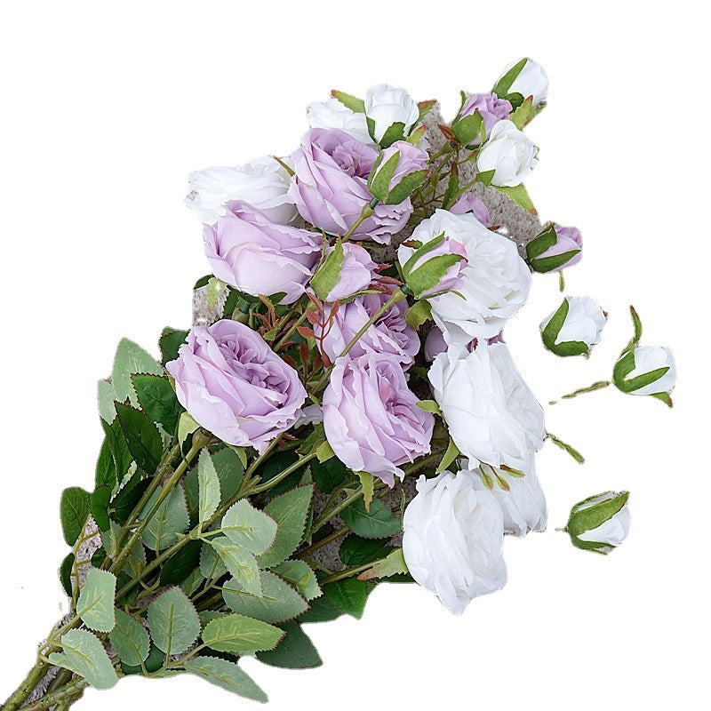 Realistic Austin Rose Stem with 6 Heads - Perfect for Weddings, Home Décor, Photography Props, and Elegant Floral Arrangements