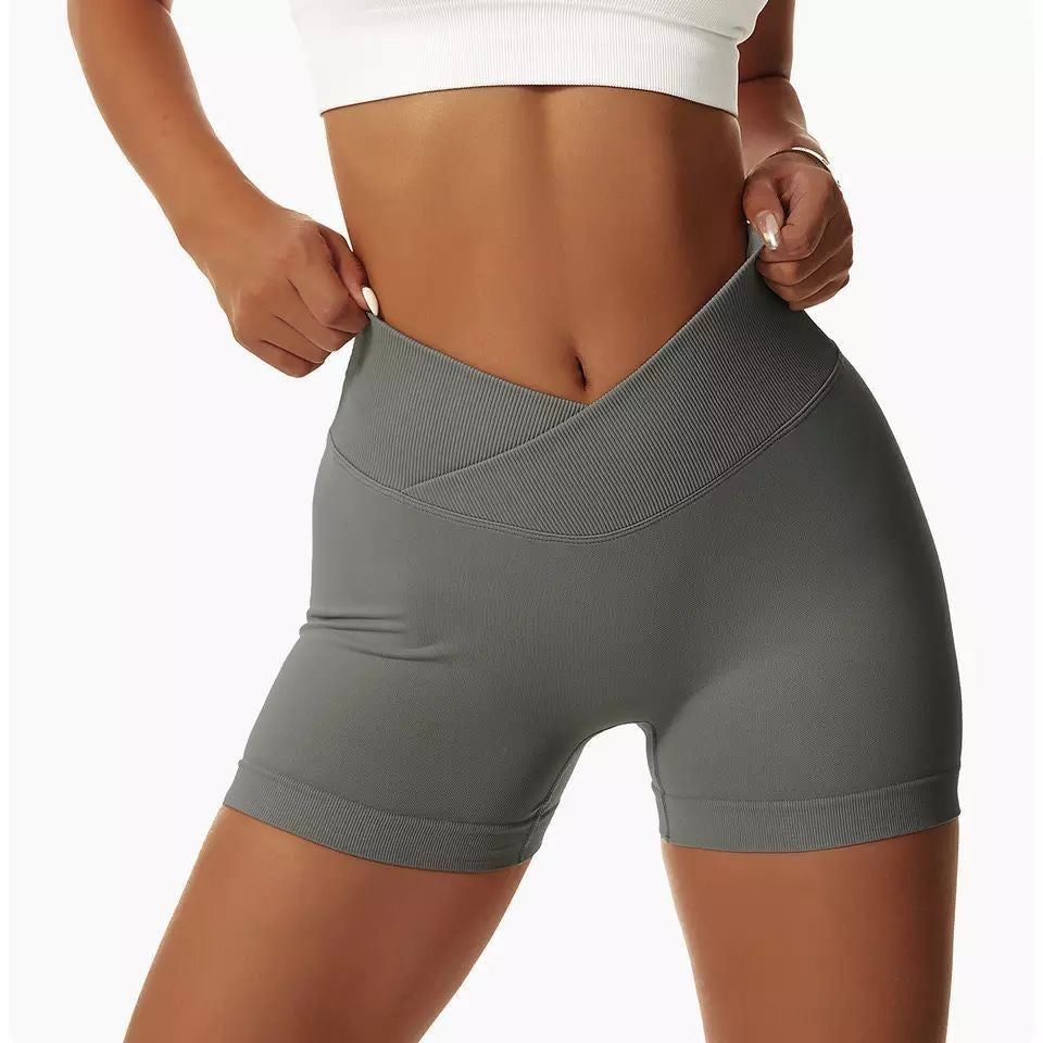 High Waisted Cross Back Yoga Shorts for Outdoor Activities Quick Dry Supportive and for Running Workouts and Fitness Enthusiasts