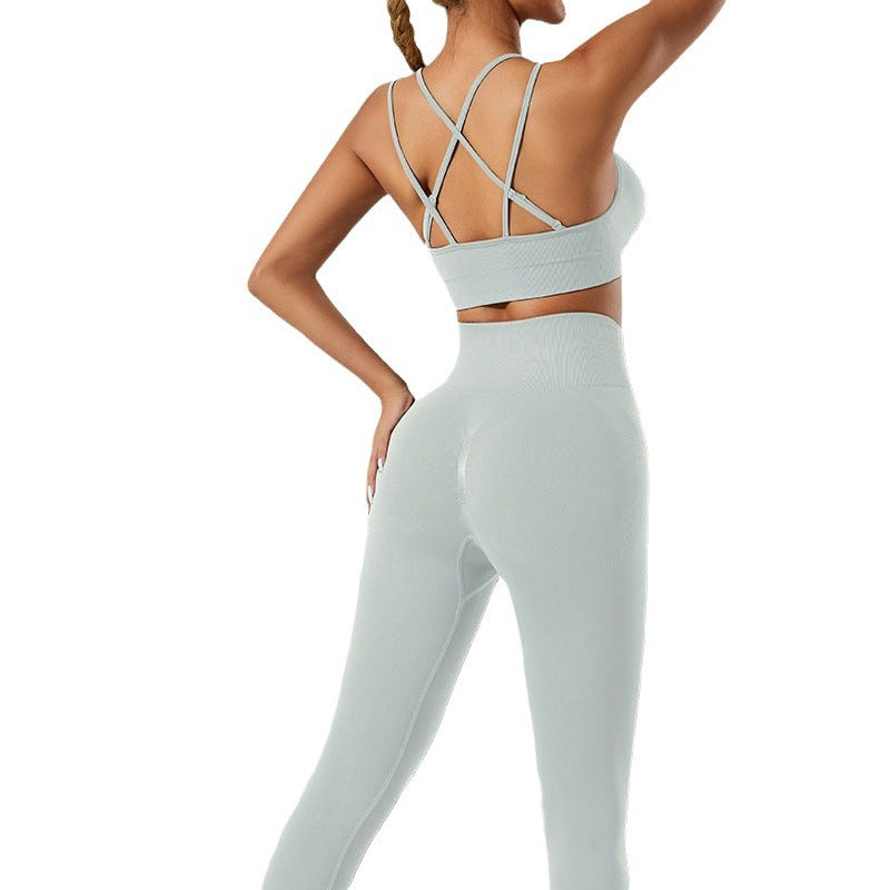 Yoga Outfit Set Beautiful Back Yoga Tank Top with High Waisted Fitness Leggings for Outdoor Sports Active Lifestyle