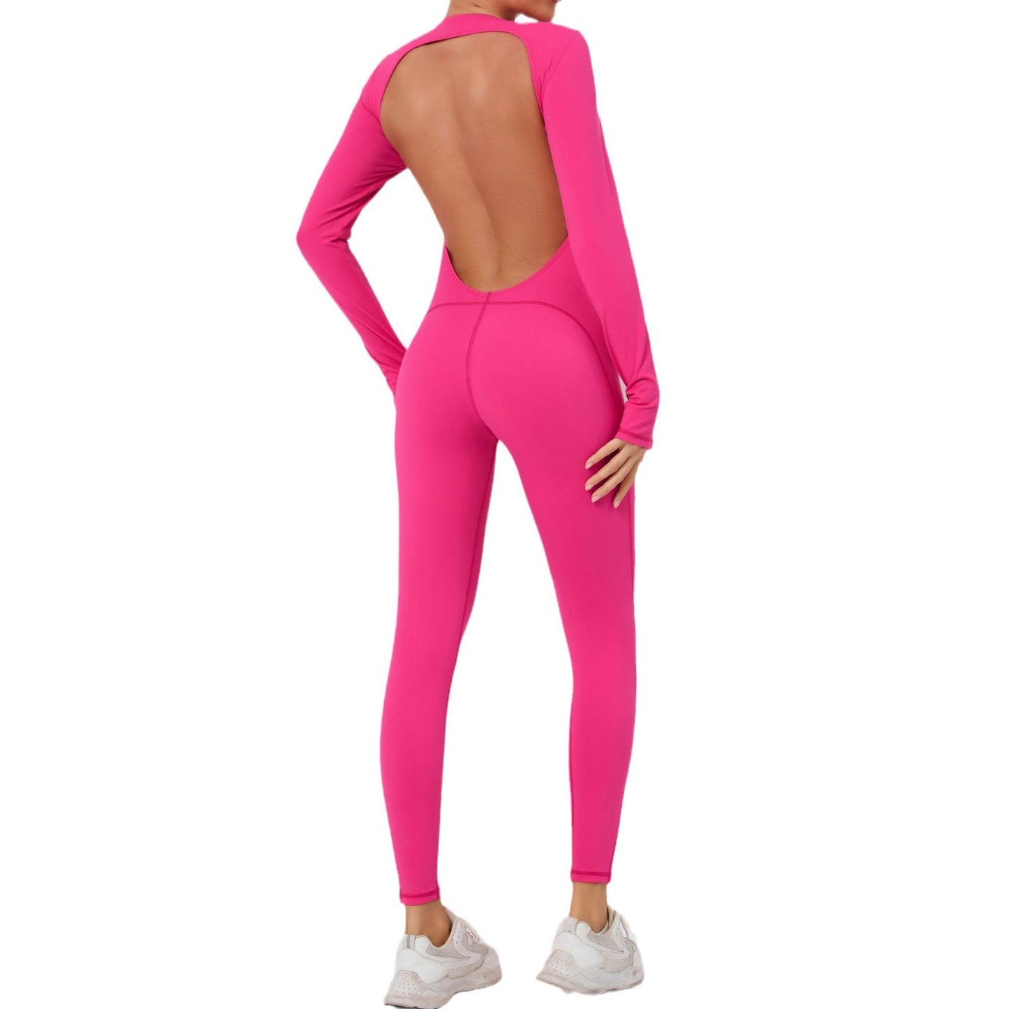 Full Featured Long Sleeve Yoga Bodysuit with Backless Design High Intensity Workout Jumpsuit for Comfort Style and Performance