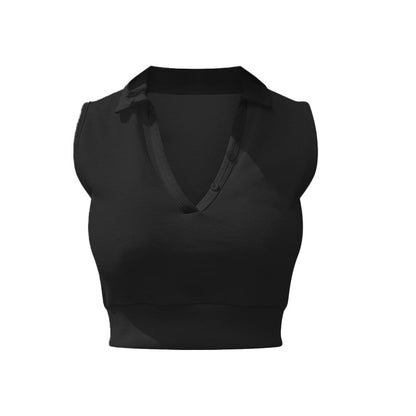 Elevate Your Workout with Our Women's Sleeveless Yoga Vest High Quality Collared Sports Top with Waist Cinching Design and Lifting Shorts for Comfort and Style