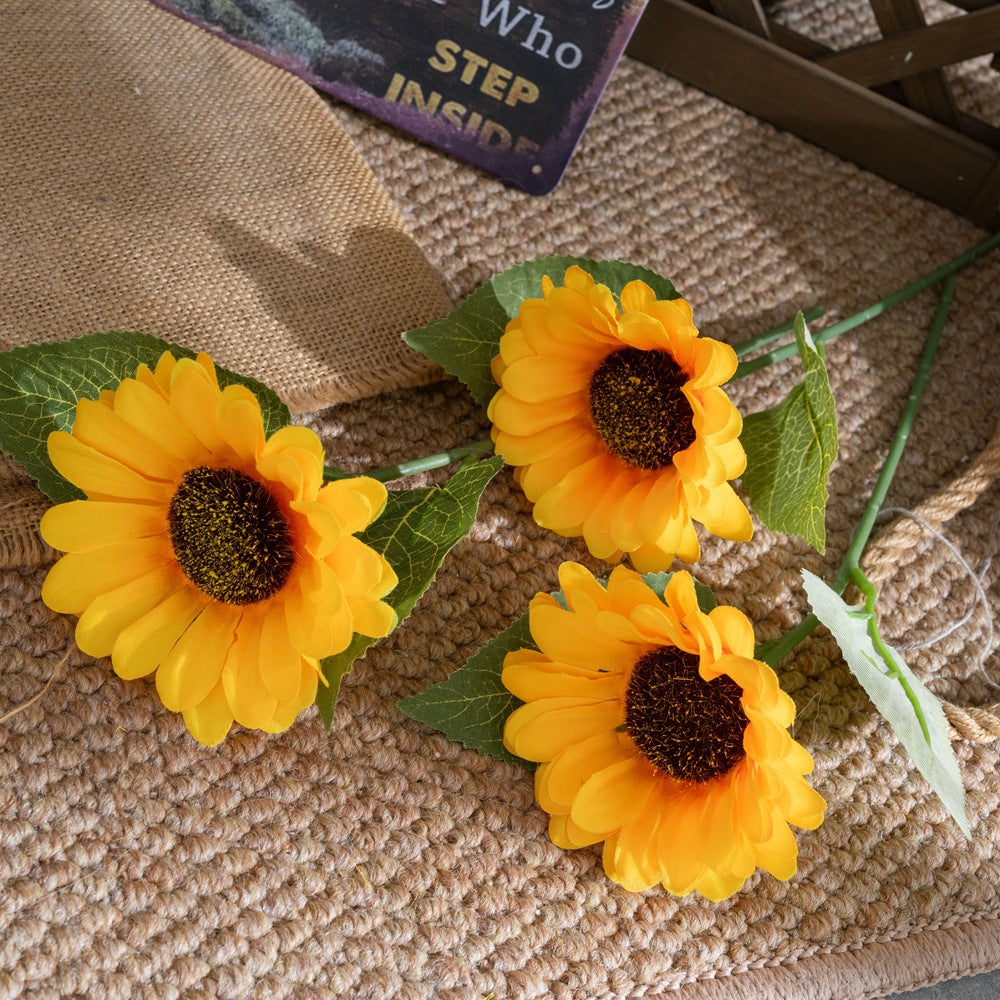 Realistic Sunflower Home Decor - Single Stem Warm Sunflower for Weddings and Celebrations | INS Style Artificial Flower CL15102