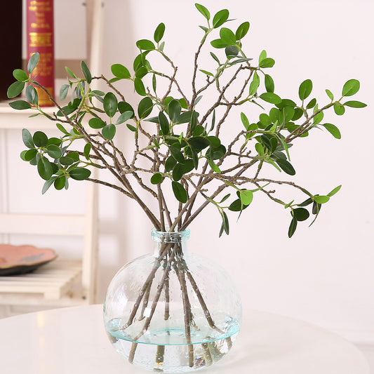 Miniature Faux Plant with Realistic Rice Bran Leaves, Money Plant Eucalyptus Leaves, Perfect for Home Decor - Lifelike Greenery for Any Space