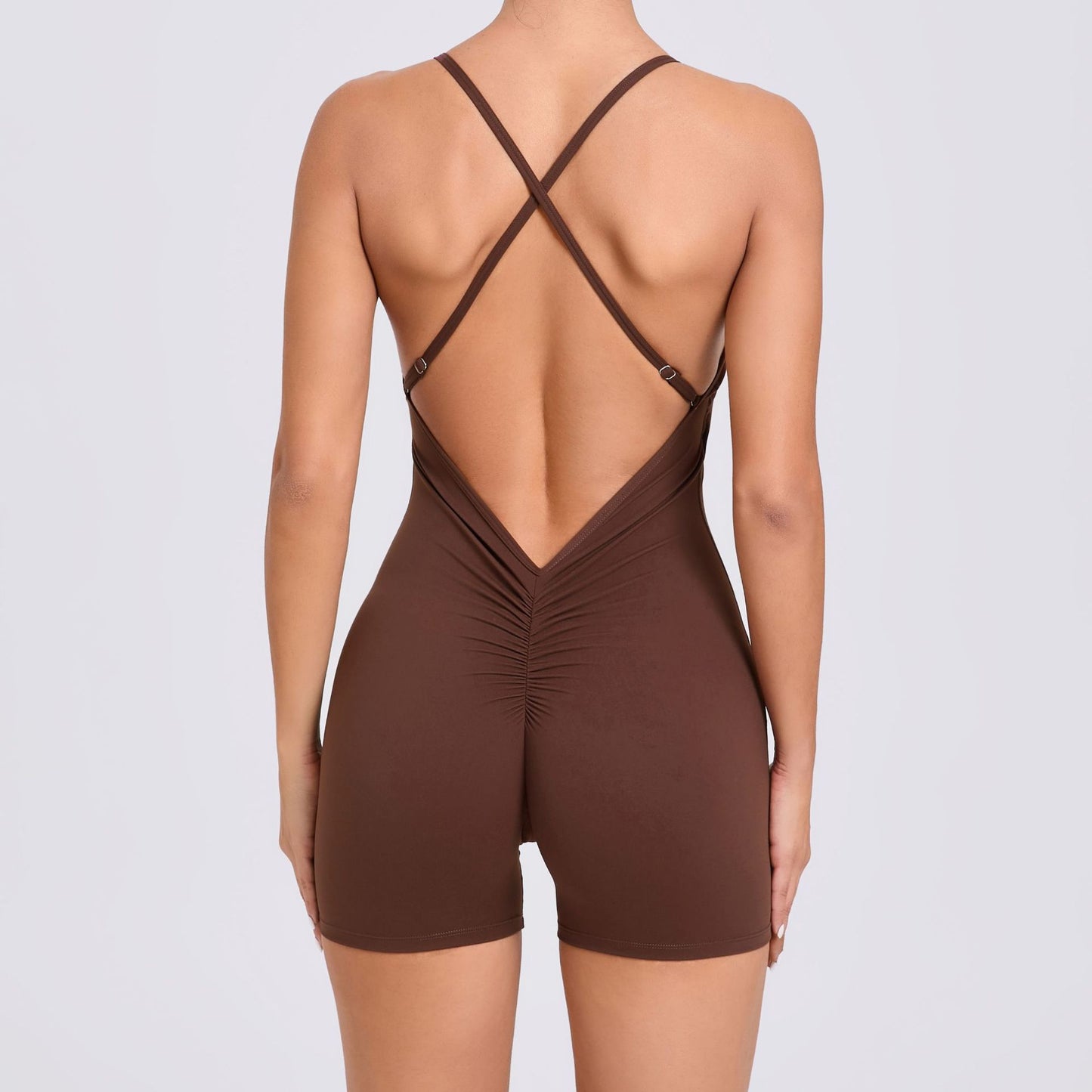 Quick Dry Sports Bodysuit with Cutout Back for Running Fitness and Yoga Supportive and Form Fitting All in One Leggings