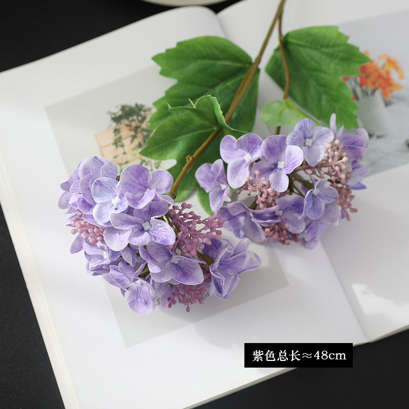 Realistic Hydrangea Flower with Two-Head Design - Perfect for Wedding Decor, Home Accents, and Events - High-Quality Faux Floral Arrangement for a Touch of Elegance