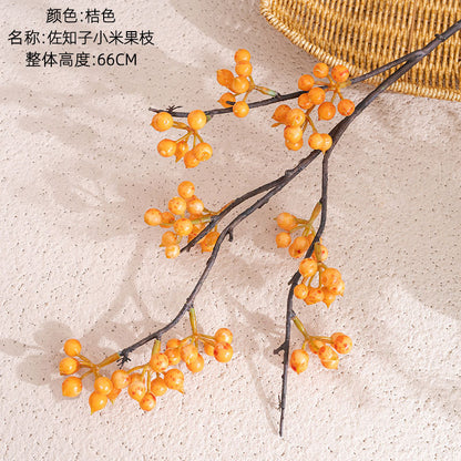 Realistic Zachi Small Millet Fruit Branch Simulation Flowers - Stunning Green Plants for Wedding Decor, Home Accents, and Craft Projects - Model MW25302