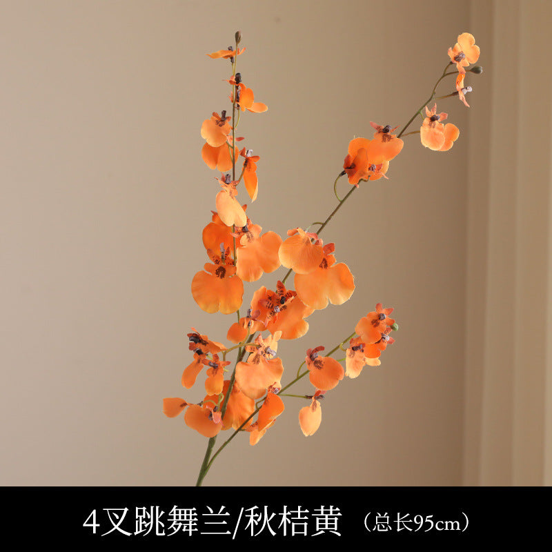 Realistic Single-Stem Autumn Dancing Orchid - Elegant Fall Home Décor, Perfect for Wedding Celebrations and Floral Arrangements