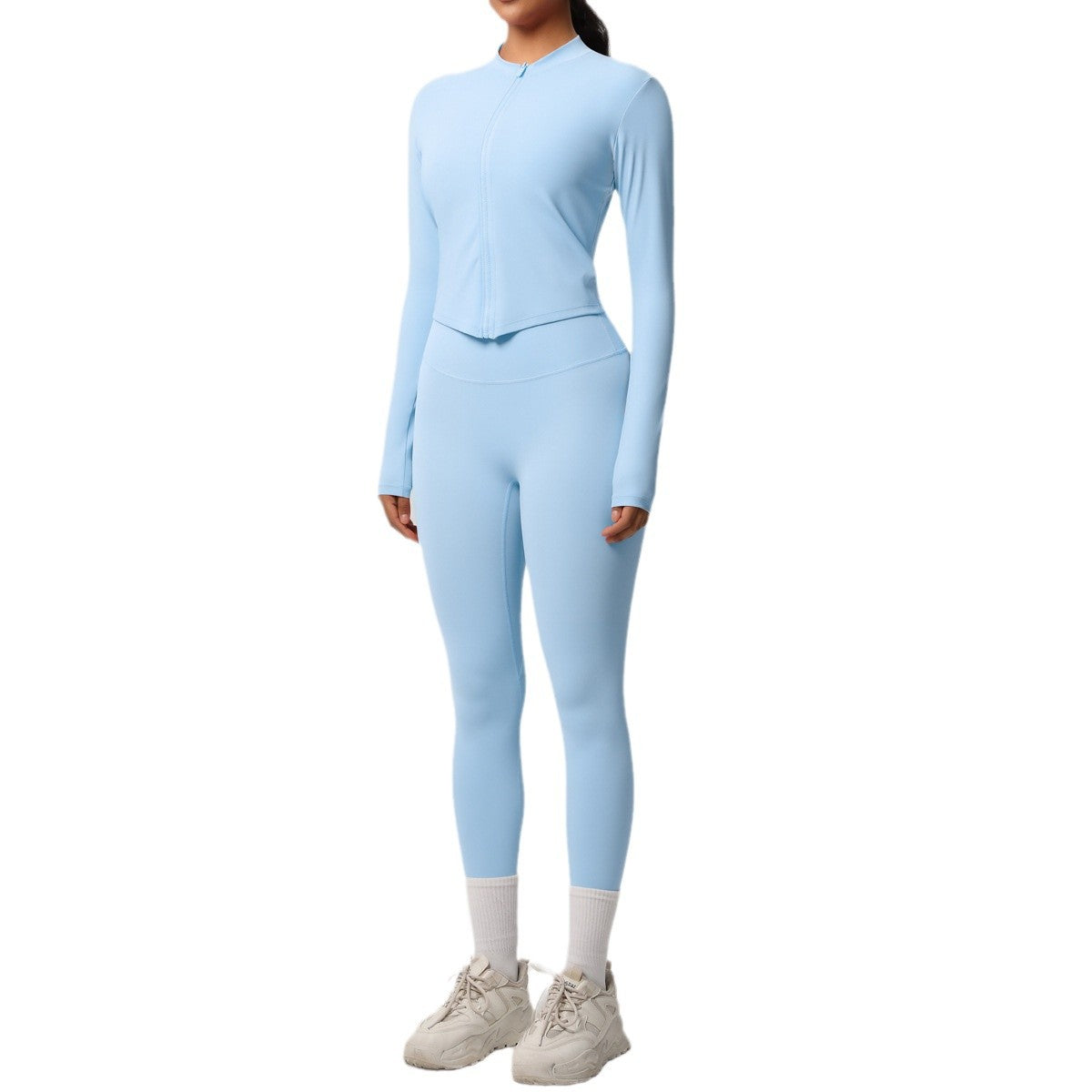 High Waisted Tight Yoga Pants and Long Sleeve Zip Jacket Set Sculpting Sportswear for Comfort and Performance