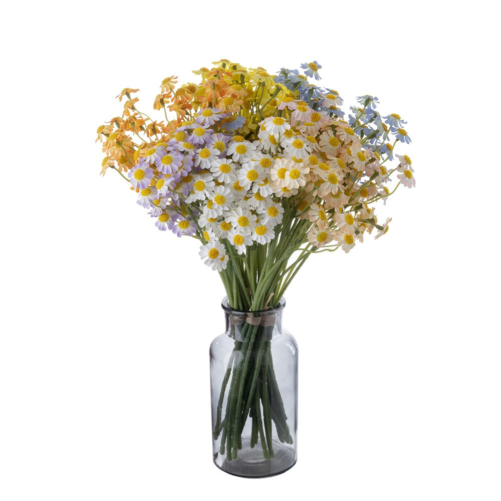 Realistic Artificial Chamomile Flower Bouquet - Lifelike Green Plants for Wedding Decor, Event Styling, and Home Decoration - Trendy INS Aesthetic - Model MW66002