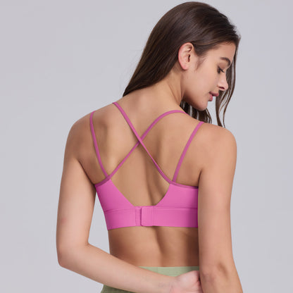 High Impact Sports Crossback Bra with Adjustable Back Closure and Fixed Molded Cups for Yoga and Intense Workouts