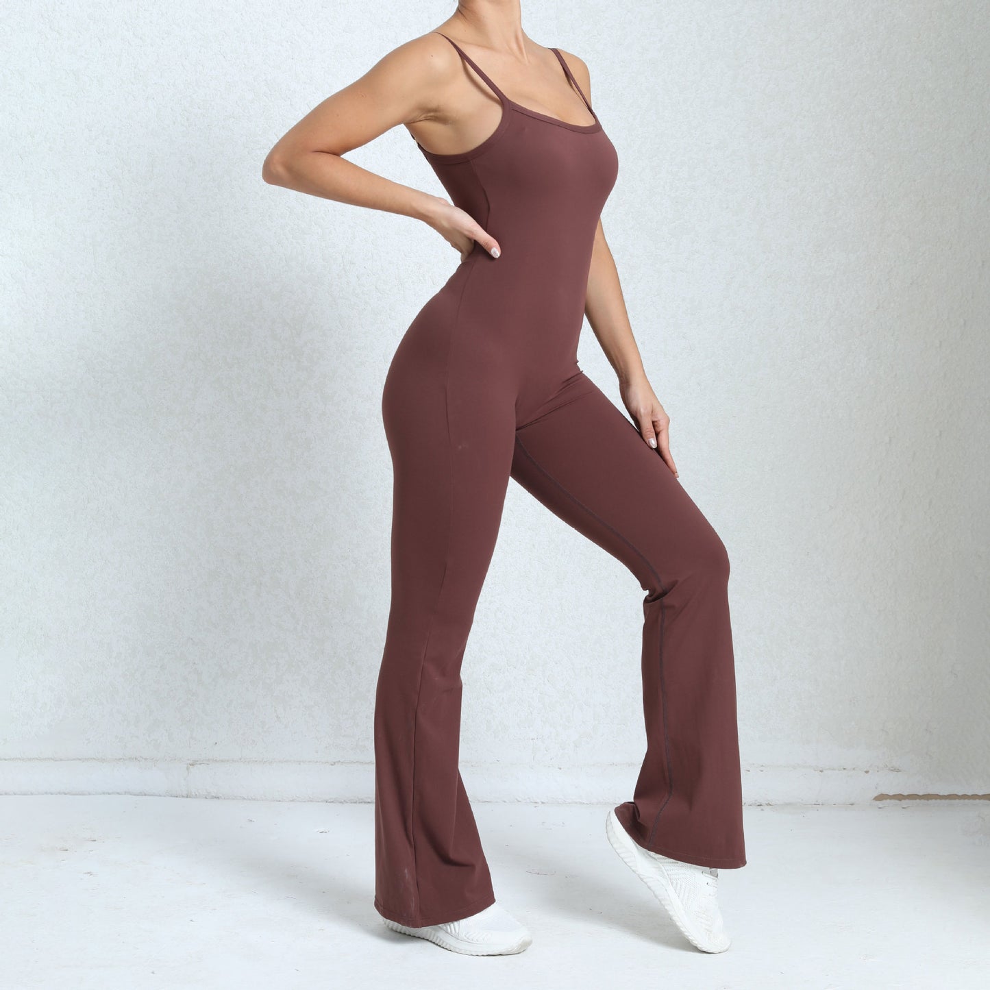 Slim Fit Yoga Jumpsuit for Women High Waisted Butt Lifting Workout Bodysuit with Flared Wide Leg Pants for Comfort and Style