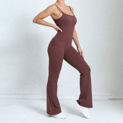 High Waisted Figure Flattering Women's Yoga Jumpsuit Set with Butt Lifting Features Wide Legged Flare Pants for Comfort and Performance