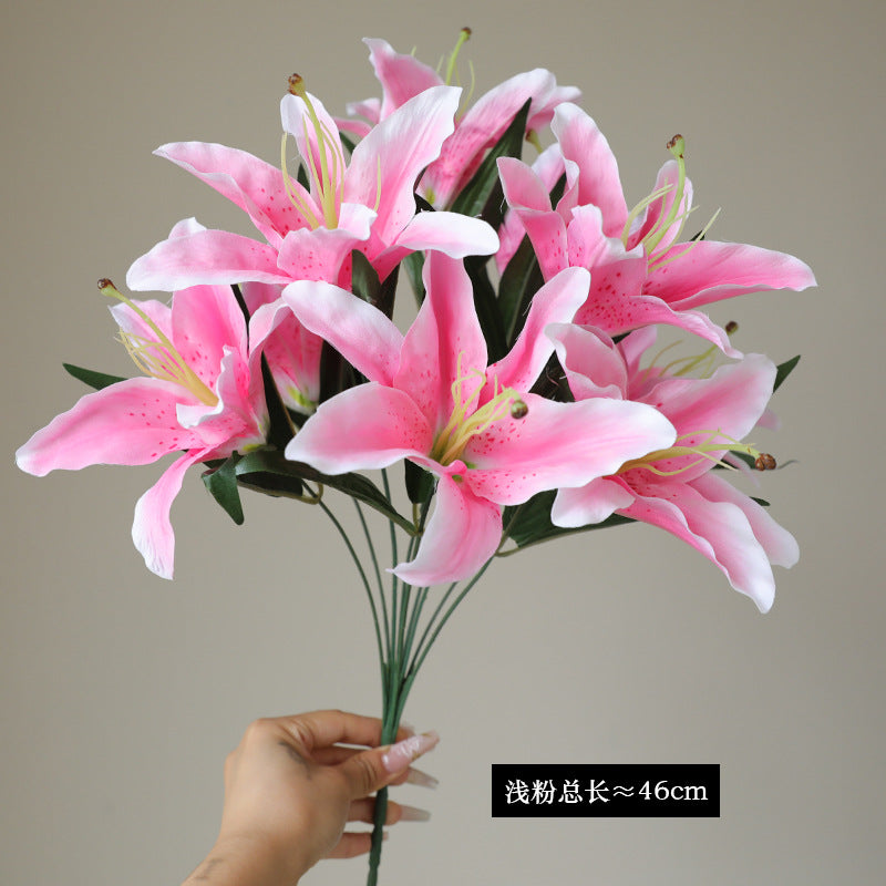 Stunning 9-Piece Artificial Lily Flower Bouquet for Weddings - Perfect for Ceremony Decorations, Bridal Bouquets, Home Décor, and Elegant Gifts