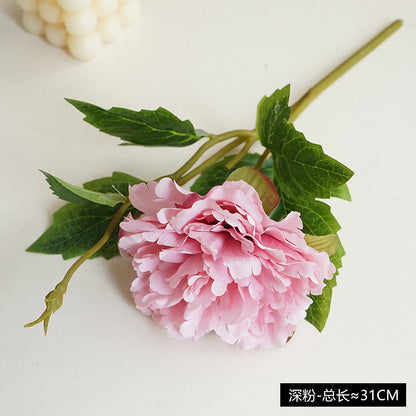 Luxury Simulation Silk Mini Peony Branch – Elegant Artificial Flowers for Scandinavian Home Décor, Hotels, Weddings, and Floral Arrangements