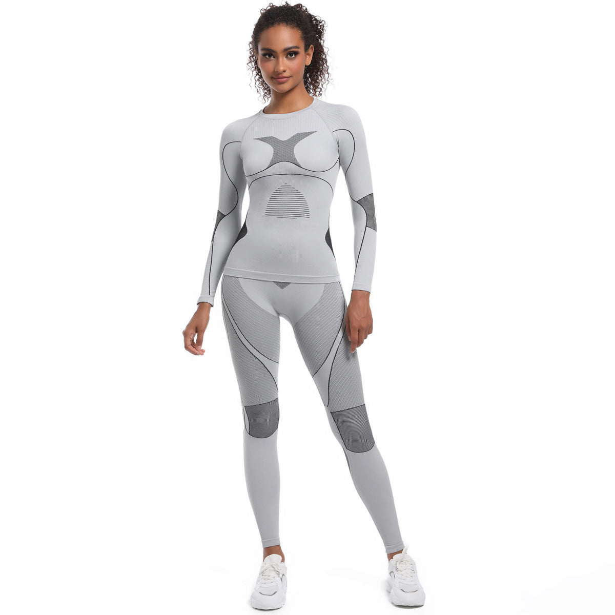 Seamless Long Sleeve Yoga Set for Women Breathable and Comfortable Fall Winter Outdoor Sportswear for Running Hiking and Cycling