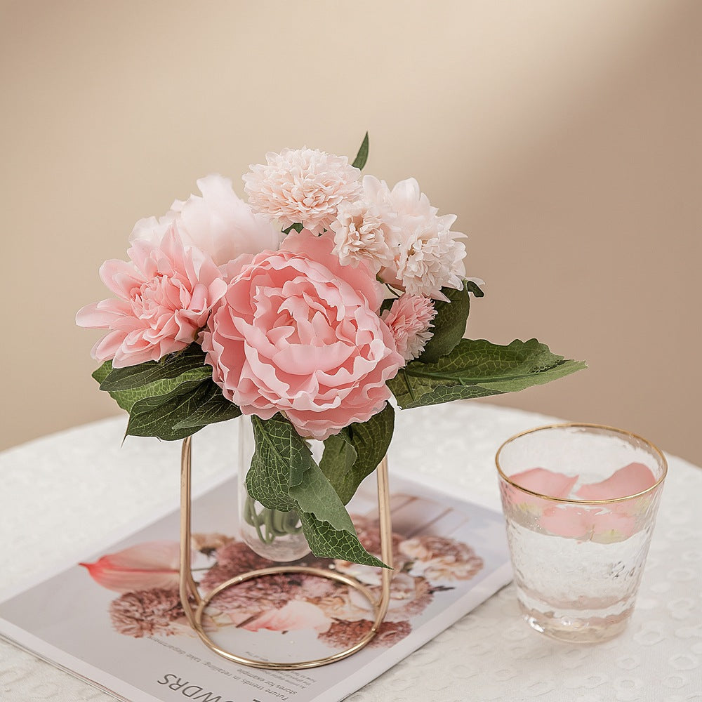 Stunning Artificial Peony Dalia Flower Bouquet - Realistic Faux Flowers for Wedding Decor and Home Decor - GF16399