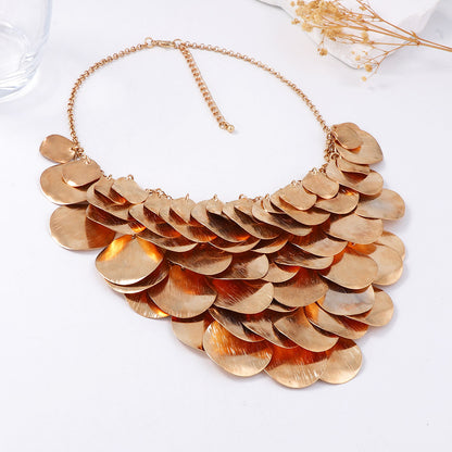 Bold Hip-Hop Punk-Inspired Layered Geometric Metal Statement Necklace - Luxurious and Chic Minimalist Fashion Accessory